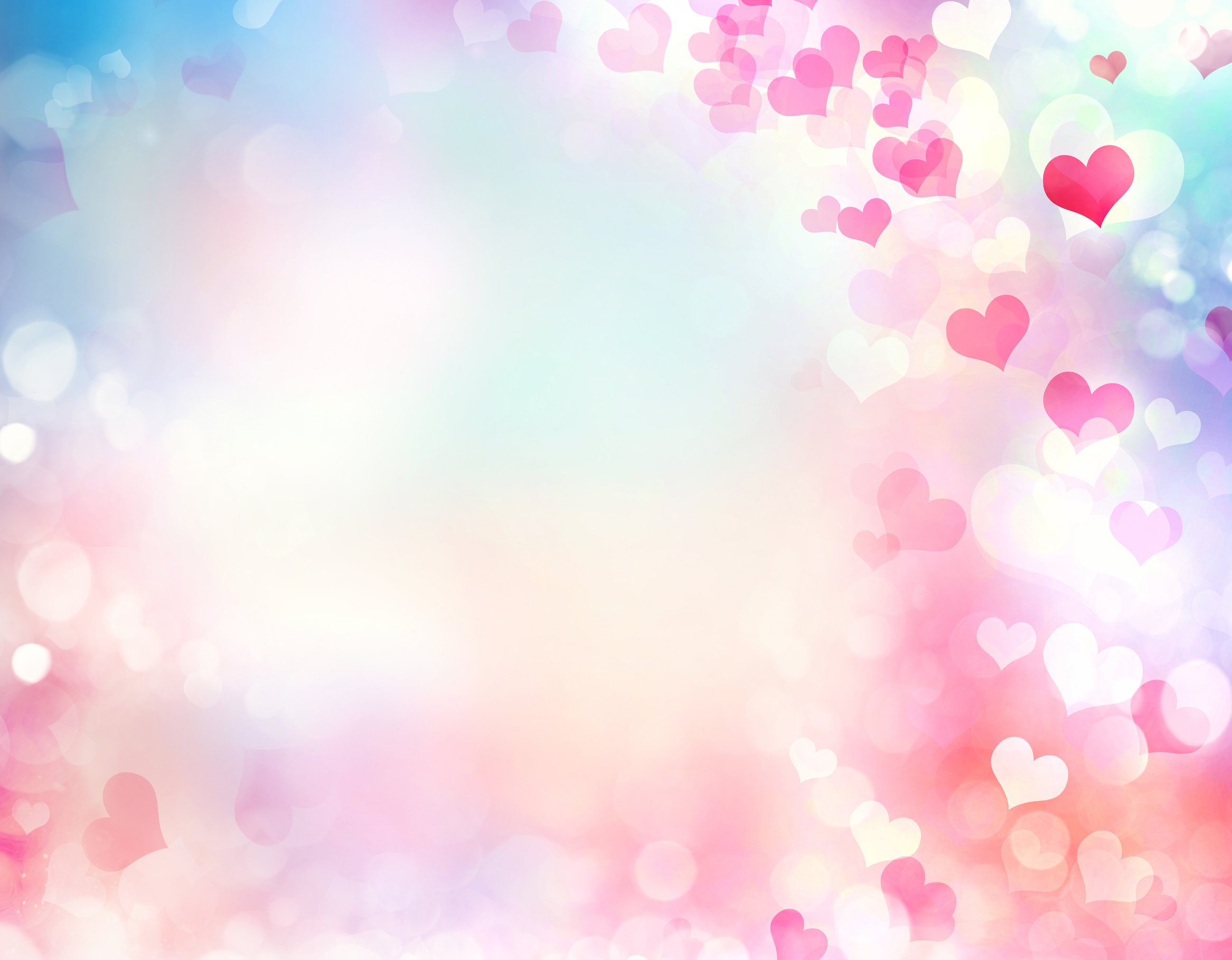 Valentine blurred hearts background.